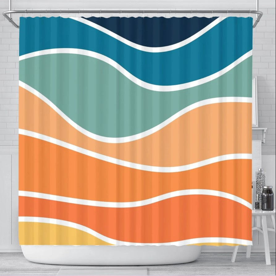 Vintage 70s Retro Wave Shower Curtain