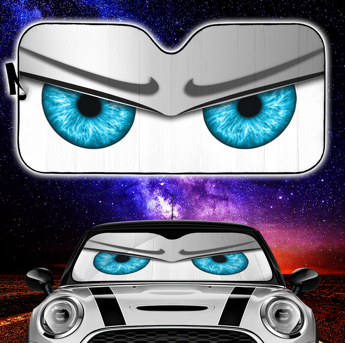 White Funny Angry Cartoon Eyes Car Auto Sun Shades Windshield Accessories Decor Gift Nearkii