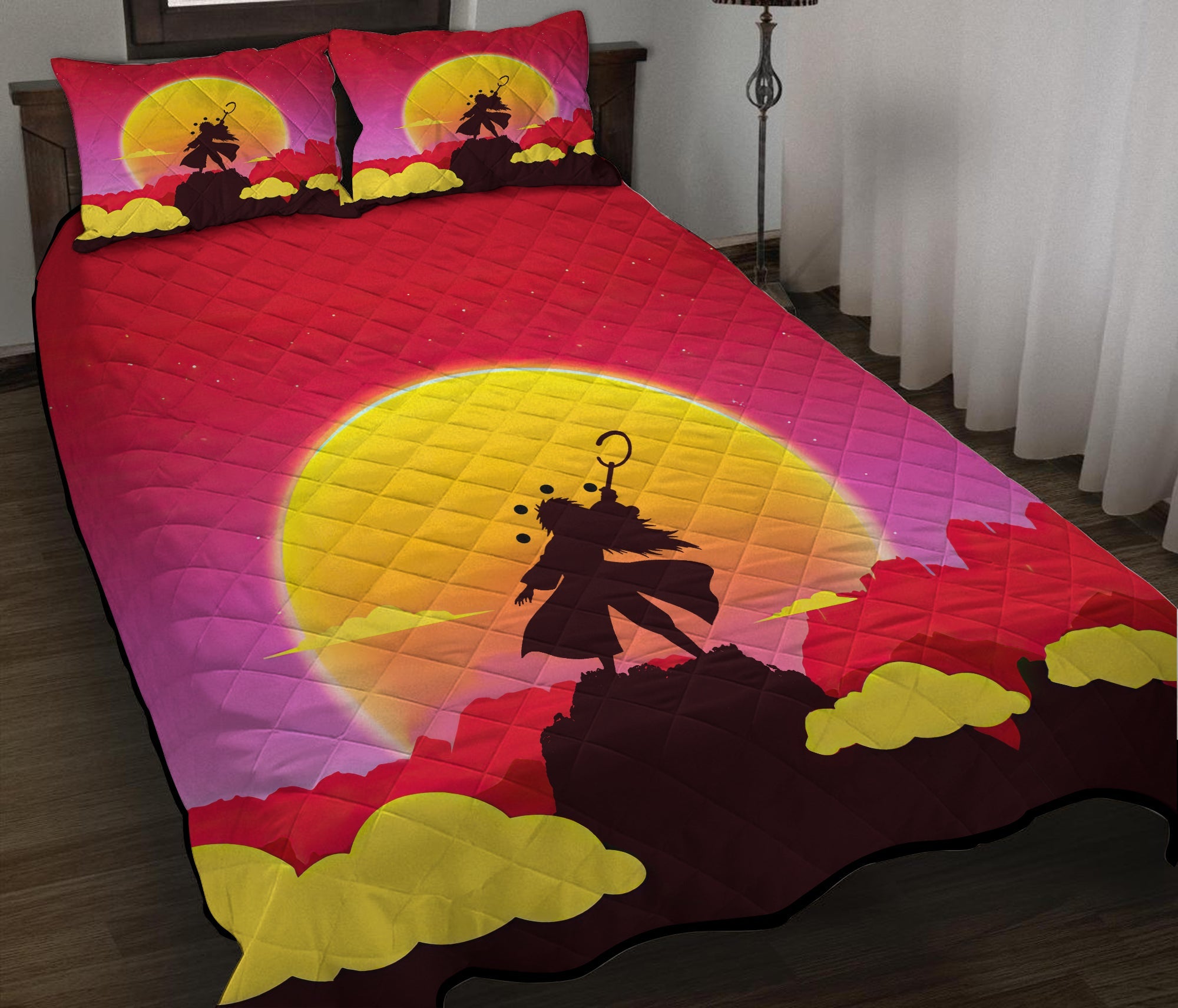 Uchiha Madara Naruto Anime Sunset Quilt Bed Sets Nearkii