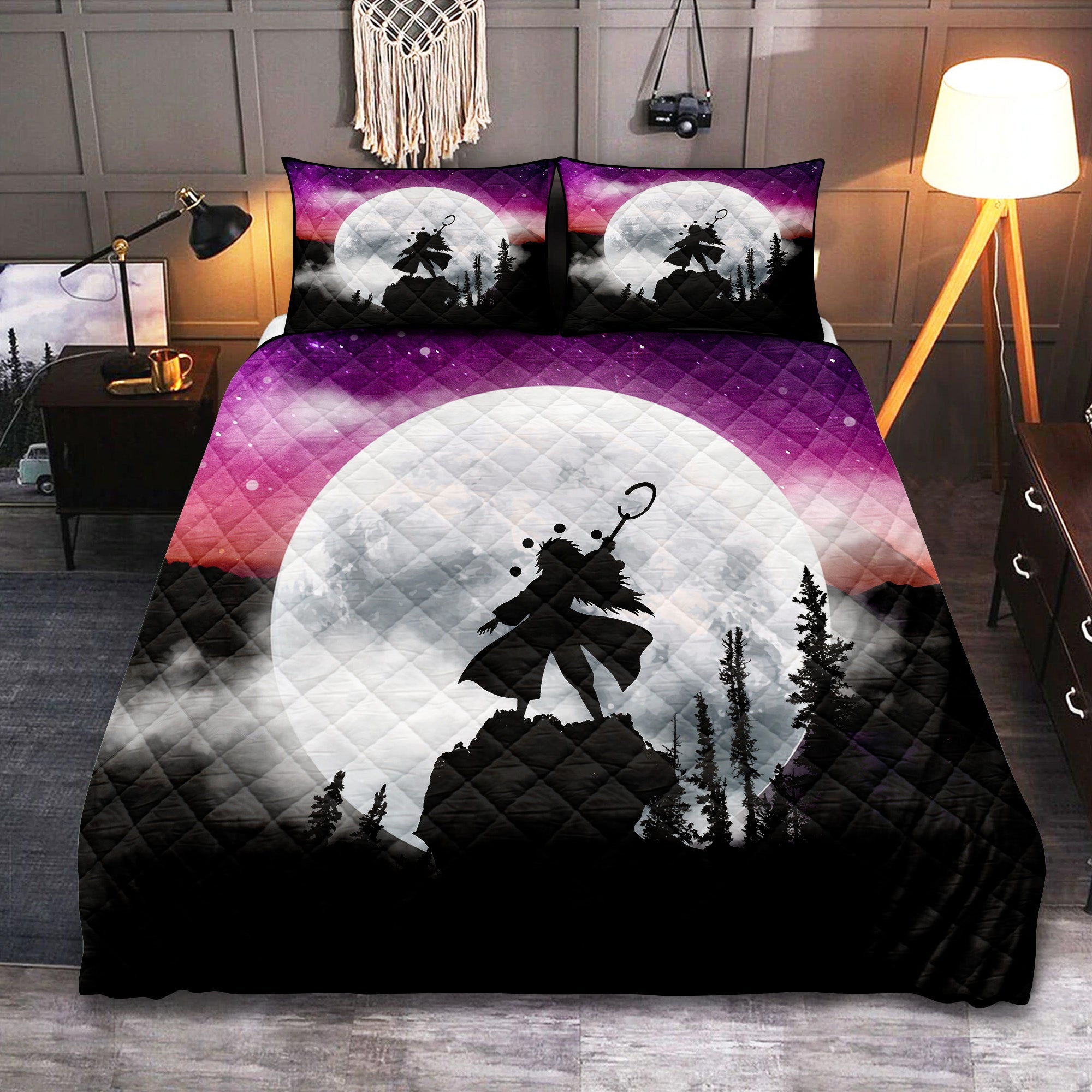 Uchiha Madara Naruto Anime Moon Night Galaxy Quilt Bed Sets Nearkii