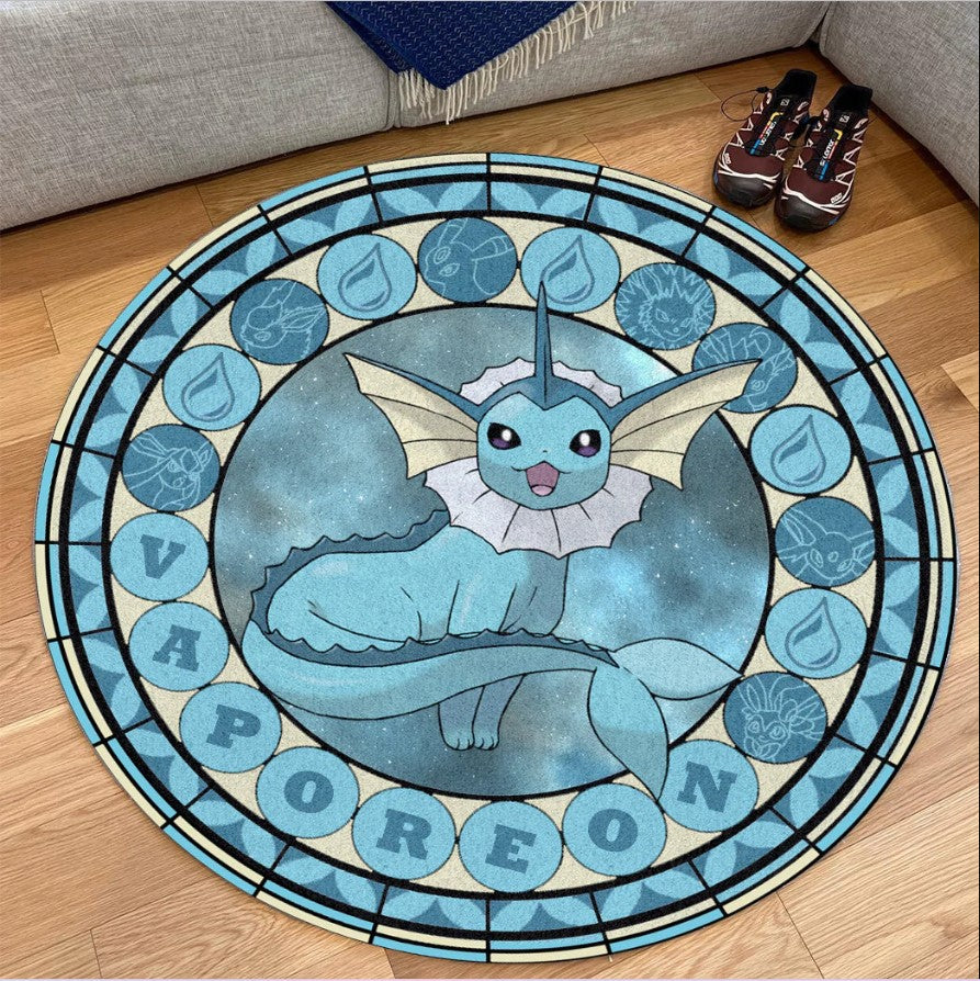 Pokemon Vaporeon Round Carpet Rug Bedroom Livingroom Home Decor