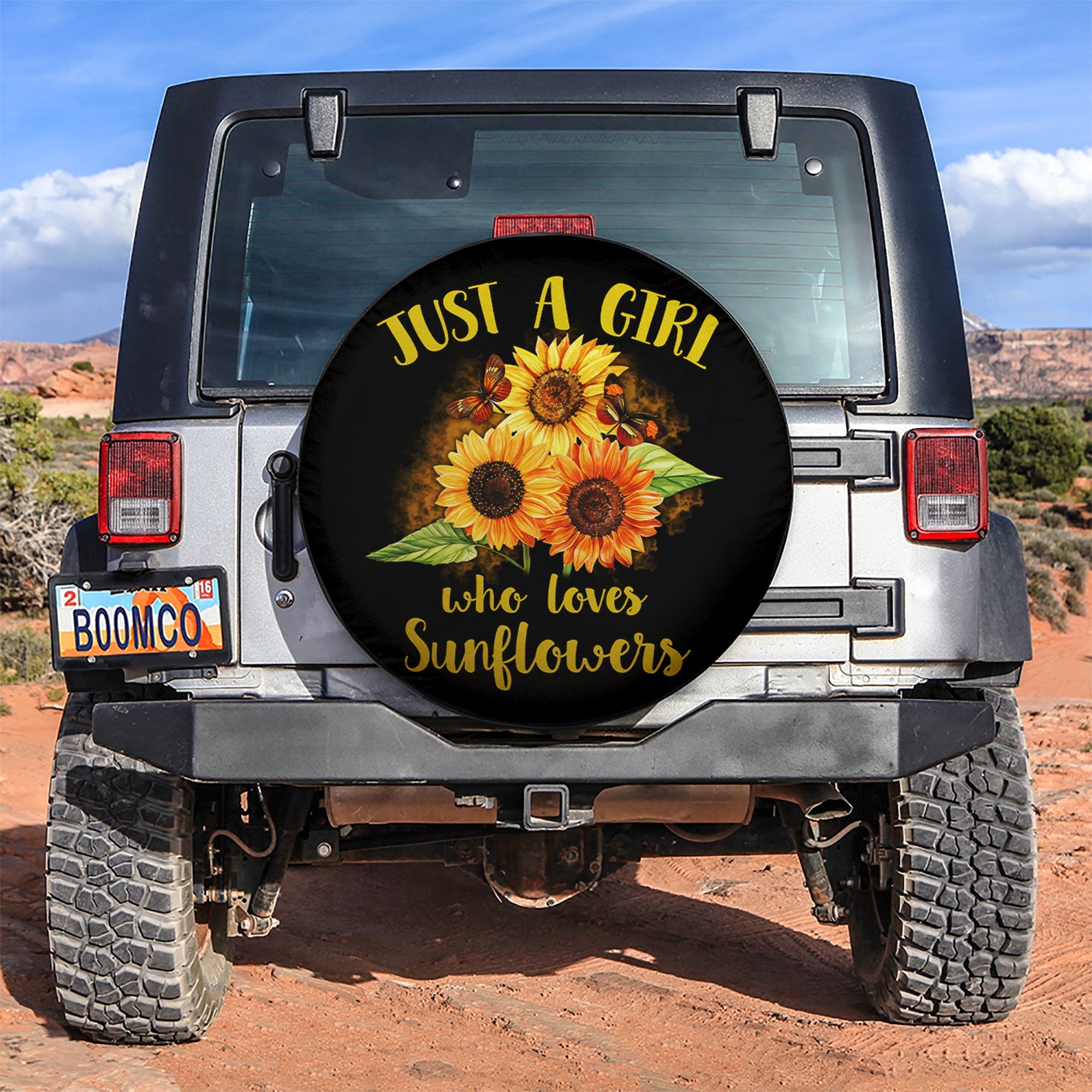 Just A Girl Who Loves Sunflowers Car Spare Tire Covers Gift For Campers Nearkii