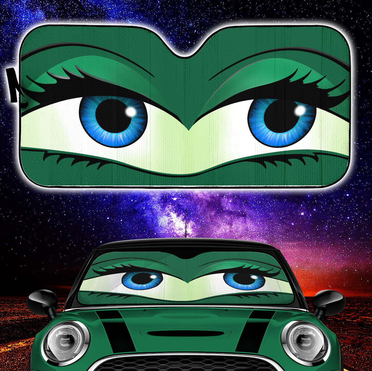 Funny Cute Anime Lady Cartoon Girly Green Car Auto Sunshades Nearkii