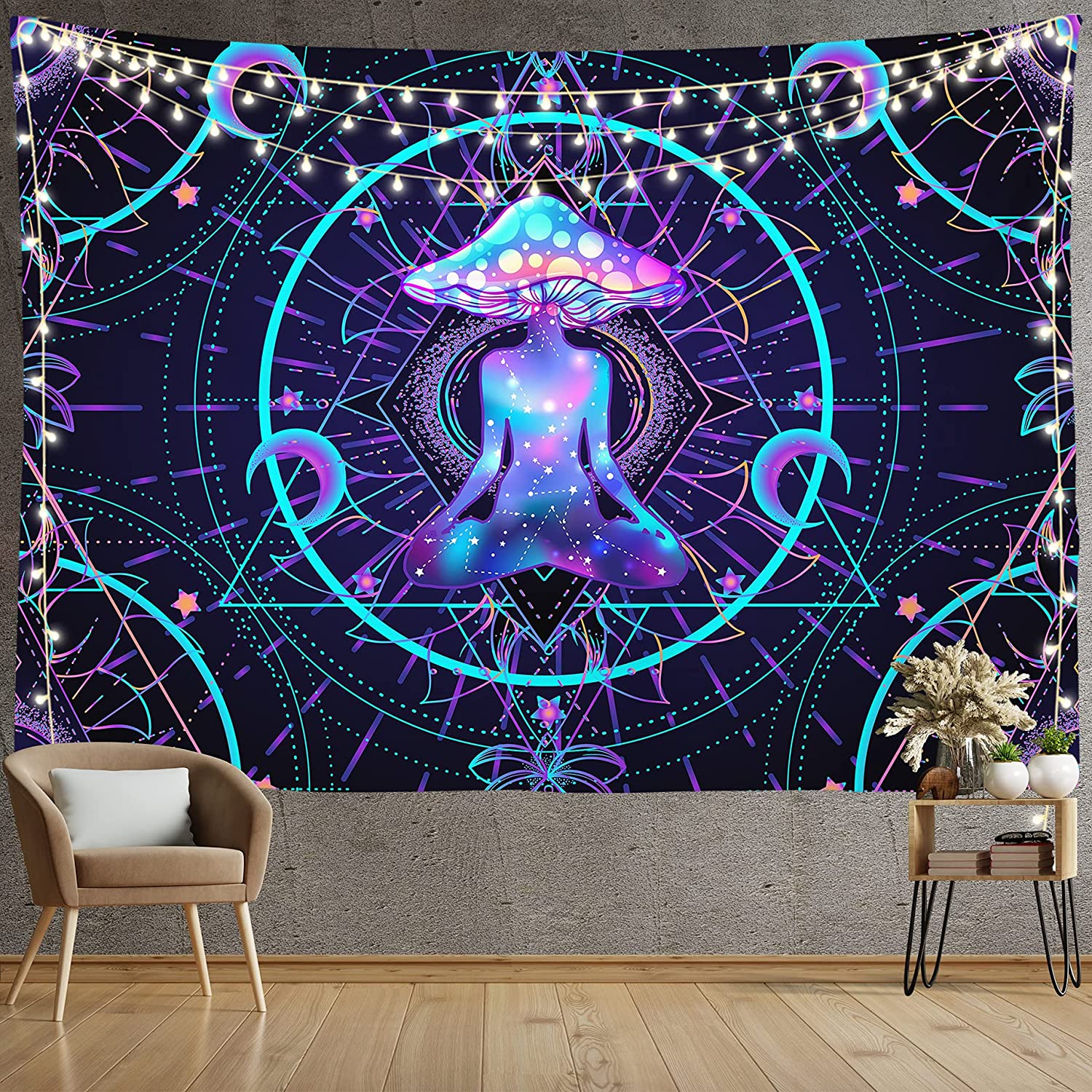 Trippy Psychedelic Wall Hanging Mushroom Tapestry Room Decor Nearkii