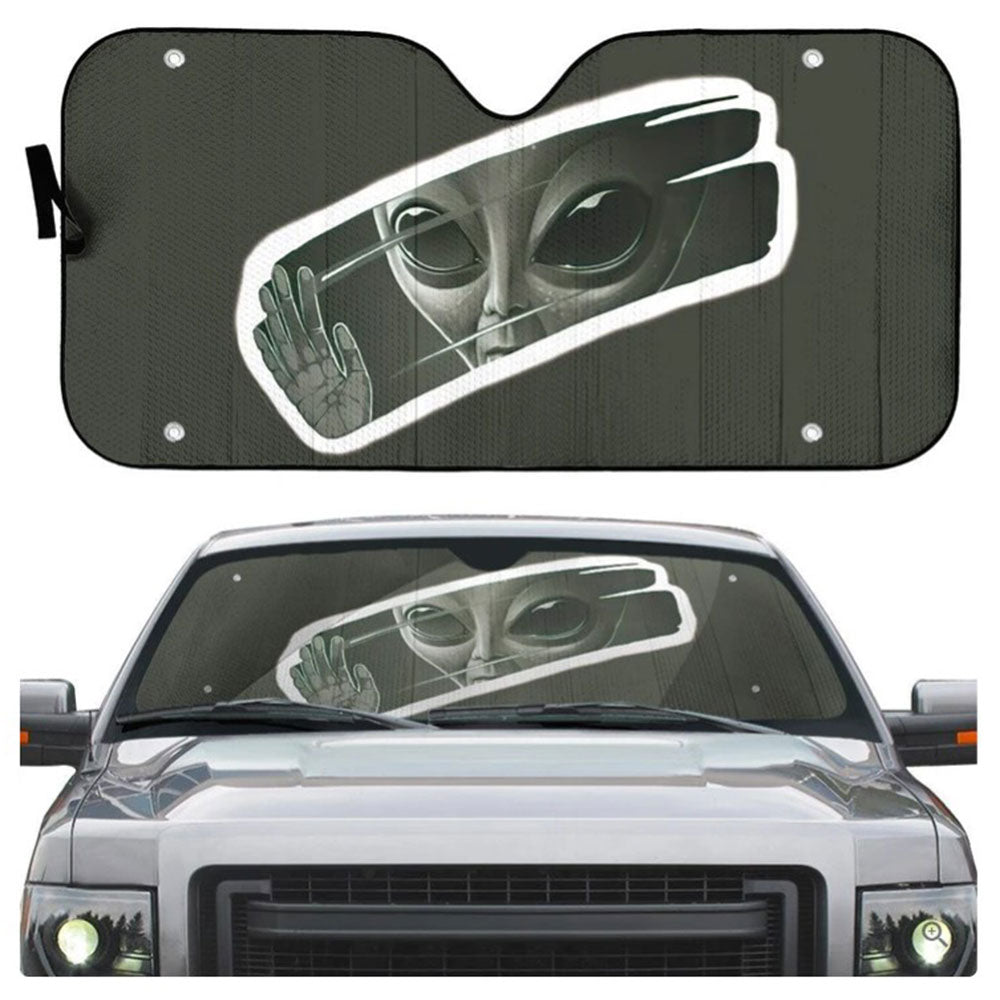 Alien Take A Look To The Mirror Custom Car Auto Sun Shades Windshield Accessories Decor Gift Nearkii