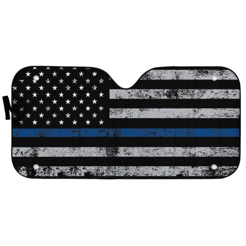 Blue Thin Line American Flag Car Auto Sun Shades Windshield Accessories Decor Gift Nearkii