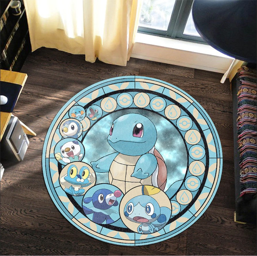 Pokemon Water Starter Round Carpet Rug Bedroom Livingroom Home Decor