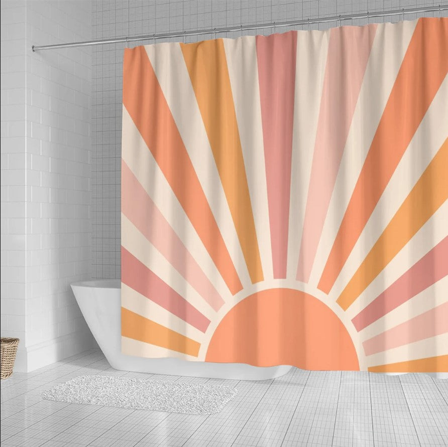 Abstract Vintage Sunset Canvas Art Shower Curtain