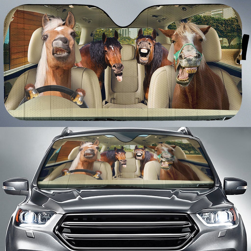 Funny Horses Right Hand Drive Car Auto Sunshades Nearkii