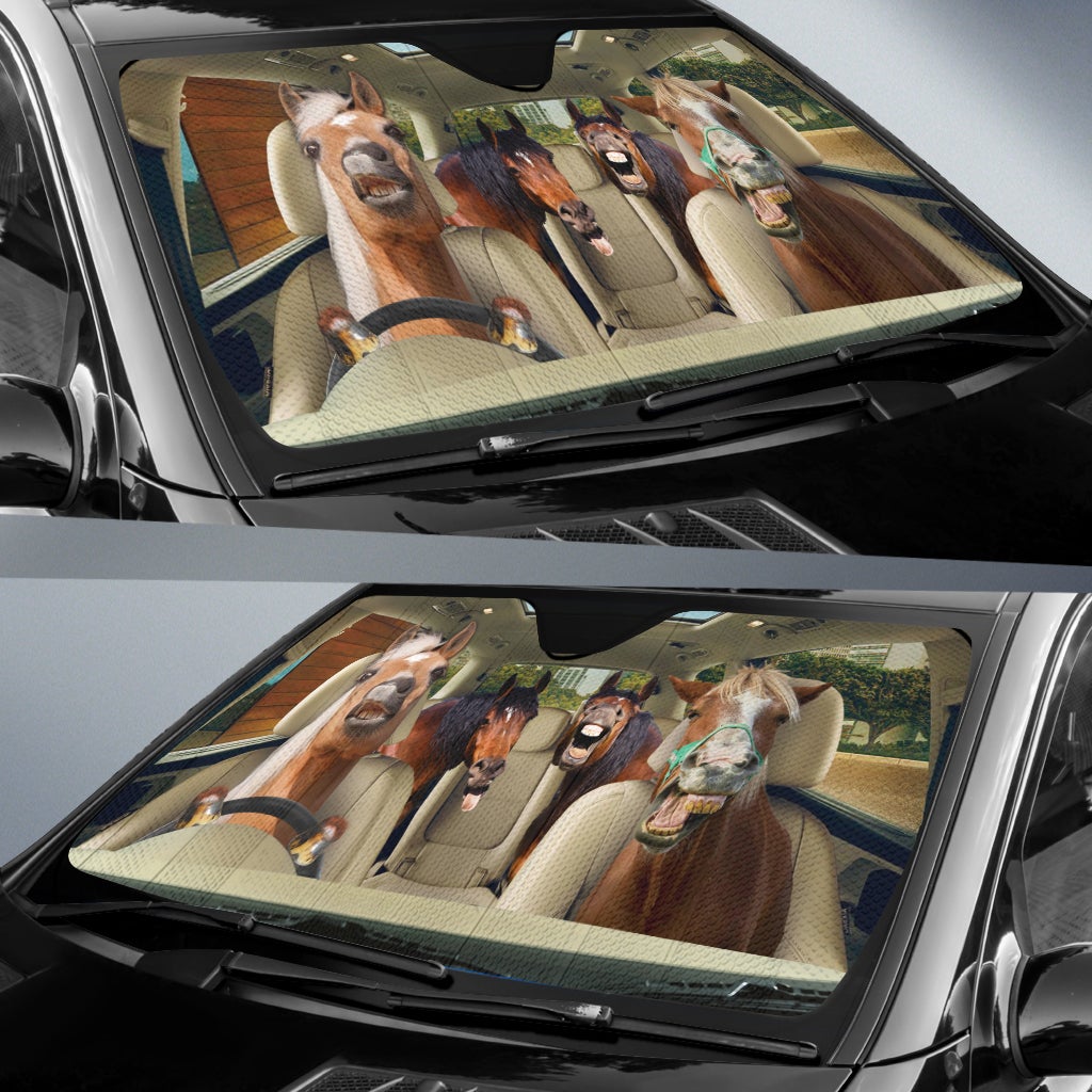 Funny Horses Right Hand Drive Car Auto Sunshades Nearkii