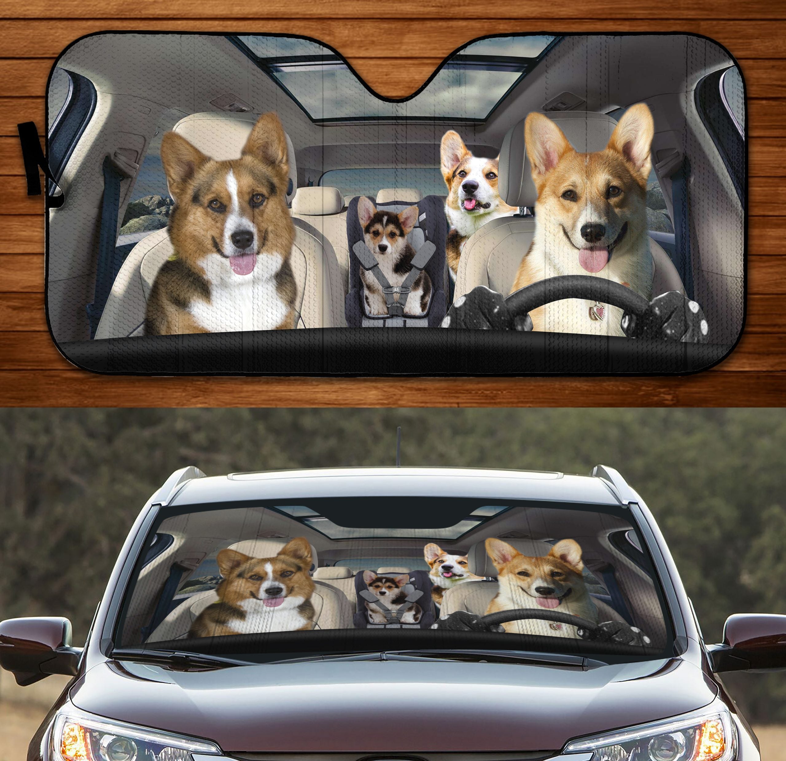 Four Corgies Family Car Windshield Auto Sun Shade Windshield Accessories Decor Gift Nearkii