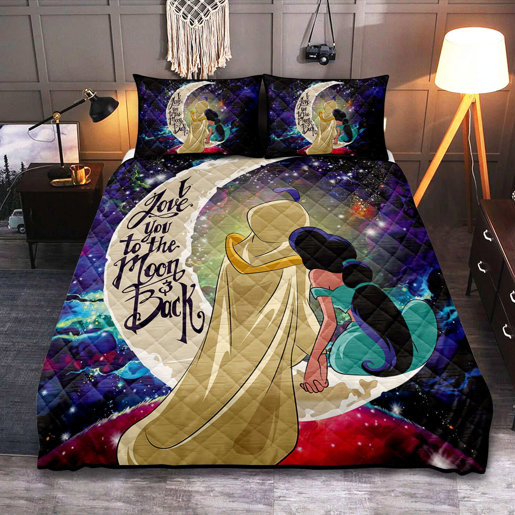 Aladin Love You To The Moon Galaxy Quilt Bed Sets Nearkii