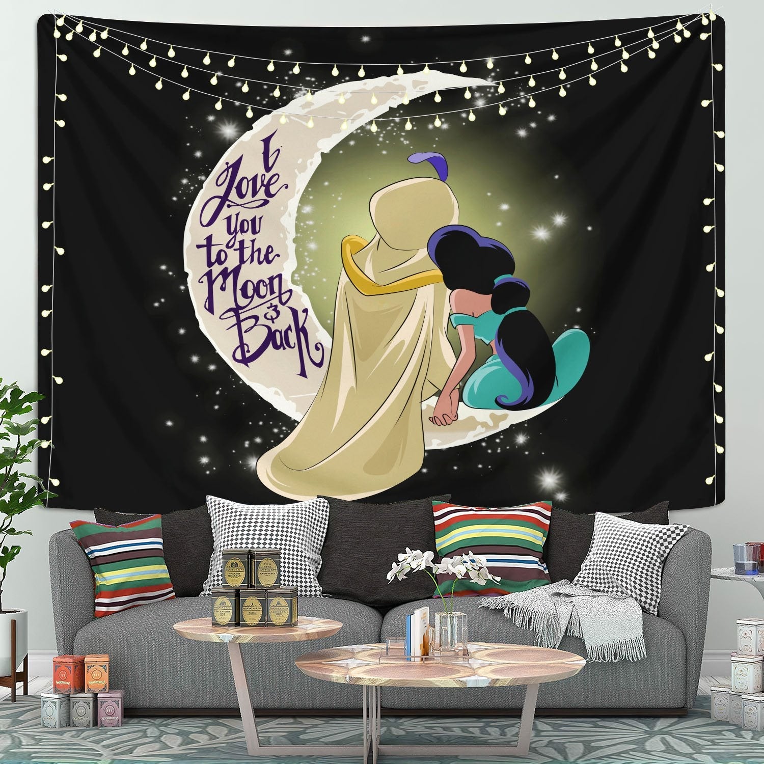 Aladin Love You To The Moon Tapestry Room Decor Nearkii