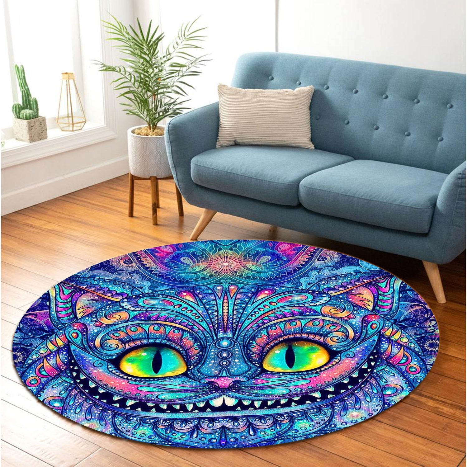 Alice In Wonderlands Cheshire Cat Round Carpet Rug Bedroom Livingroom Home Decor Nearkii