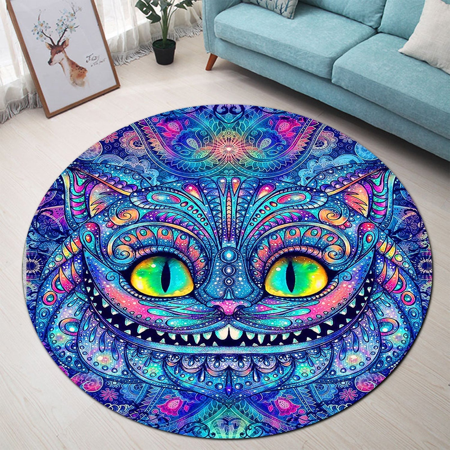 Alice In Wonderlands Cheshire Cat Round Carpet Rug Bedroom Livingroom Home Decor Nearkii