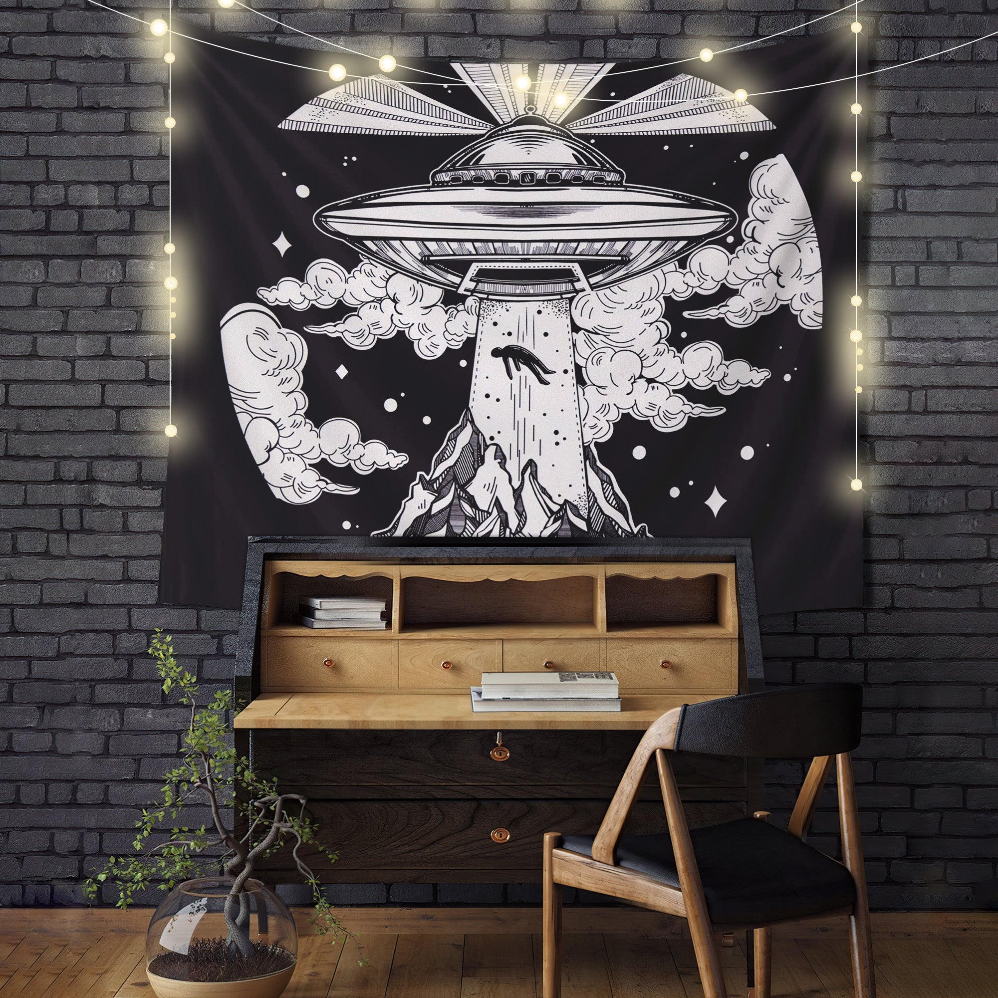 Alien UFO Tapestry Room Decor Nearkii