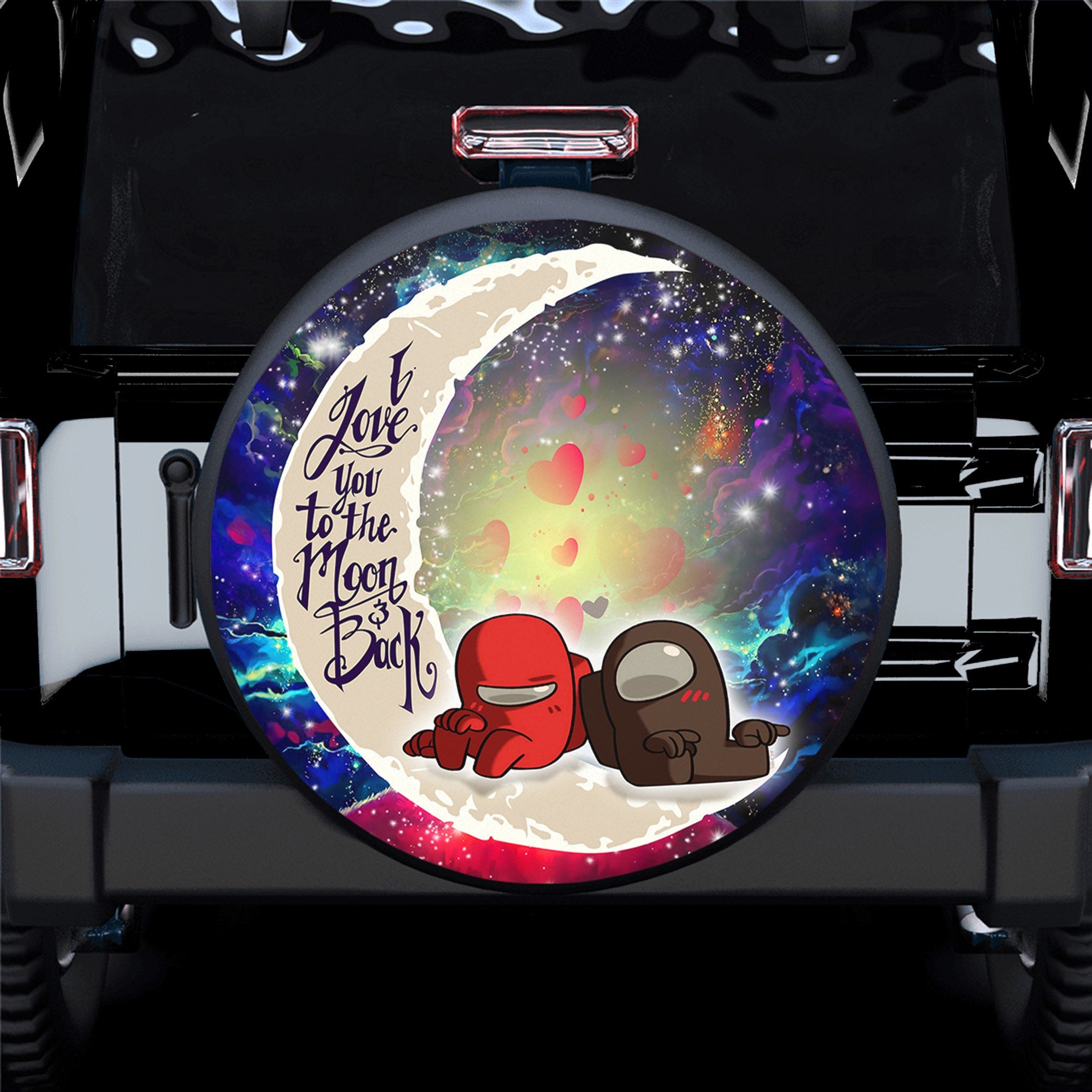 Among Us Couple Love You To The Moon Galaxy Spare Tire Covers Gift For Campers Nearkii