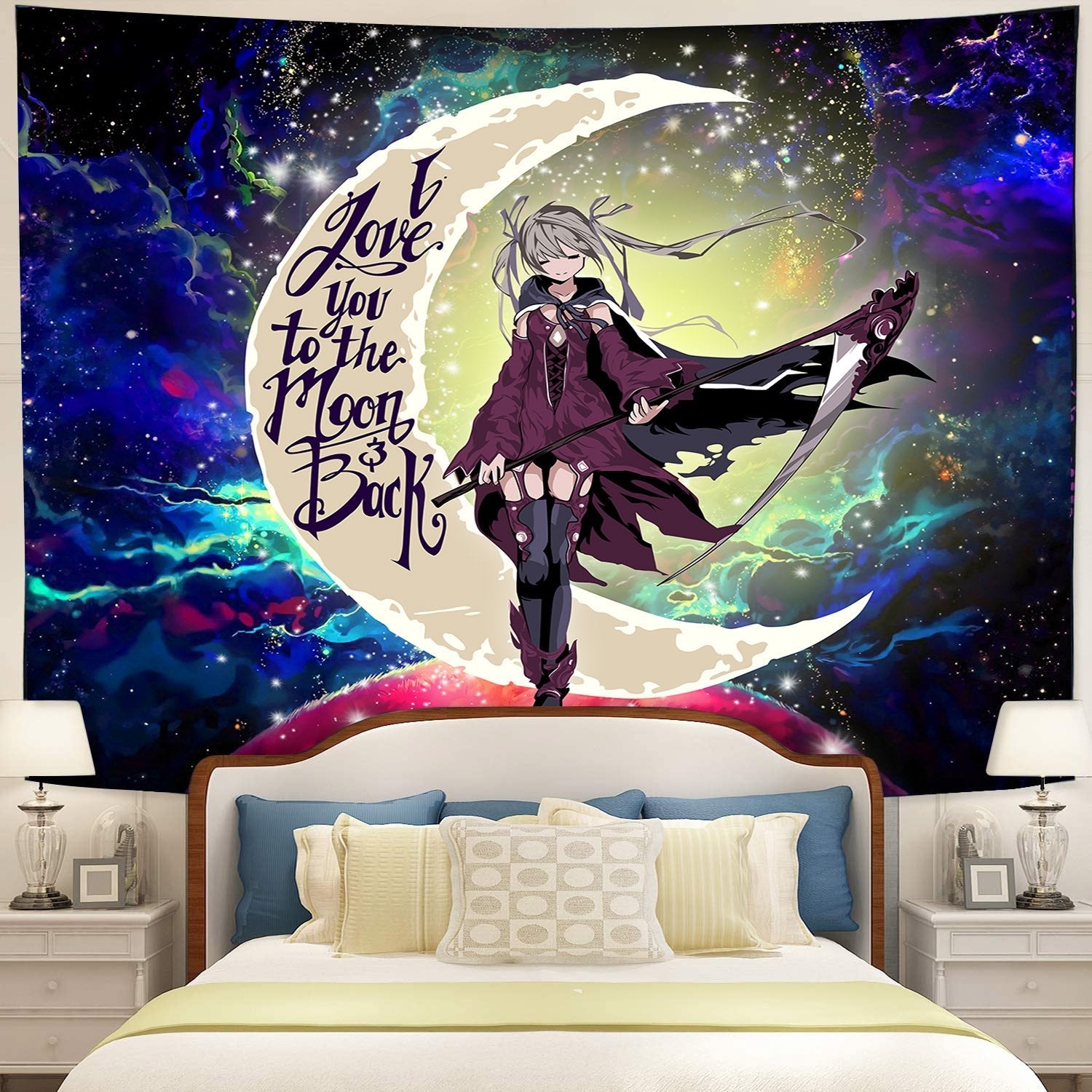 Anime Girl Soul Eaterr Moon And Back Galaxy Tapestry Room Decor Nearkii