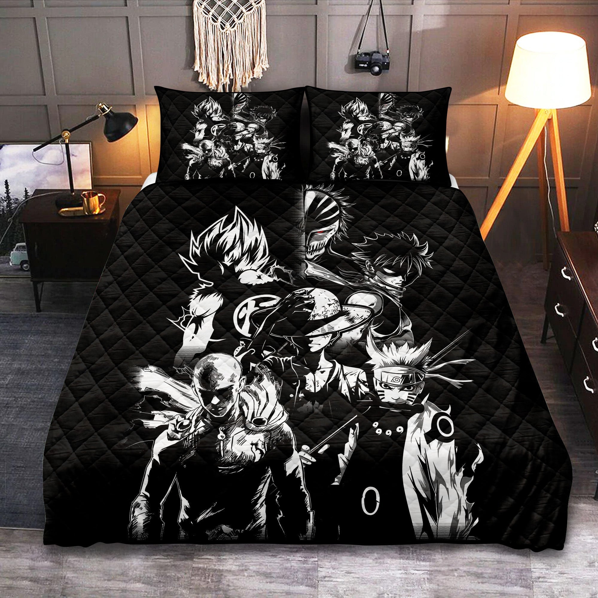 Anime Heroes B&W Quilt Bed Sets Nearkii