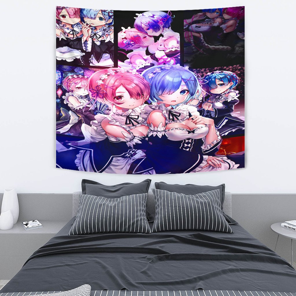 Ram And Rem Anime Girl Re Zero Tapestry Room Decor Nearkii