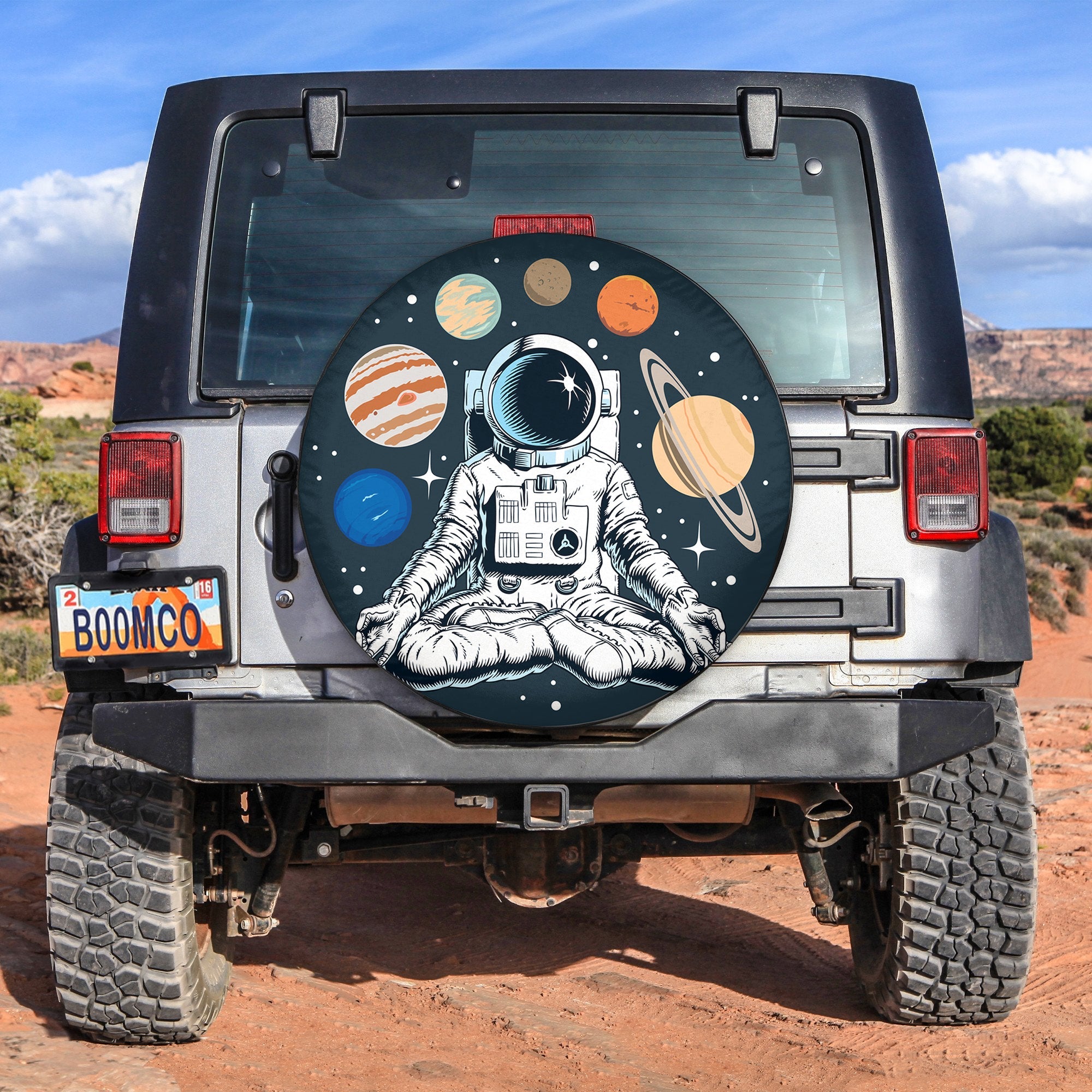 Astronaut Meditating In The Lotus Pose Spare Tire Cover Gift For Campers Nearkii