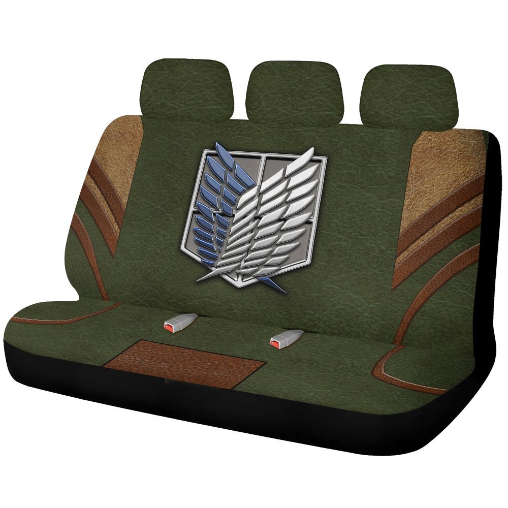 Attack On Titan Green Survey Corps Anime Car Back Seat Covers Decor Protectors Nearkii