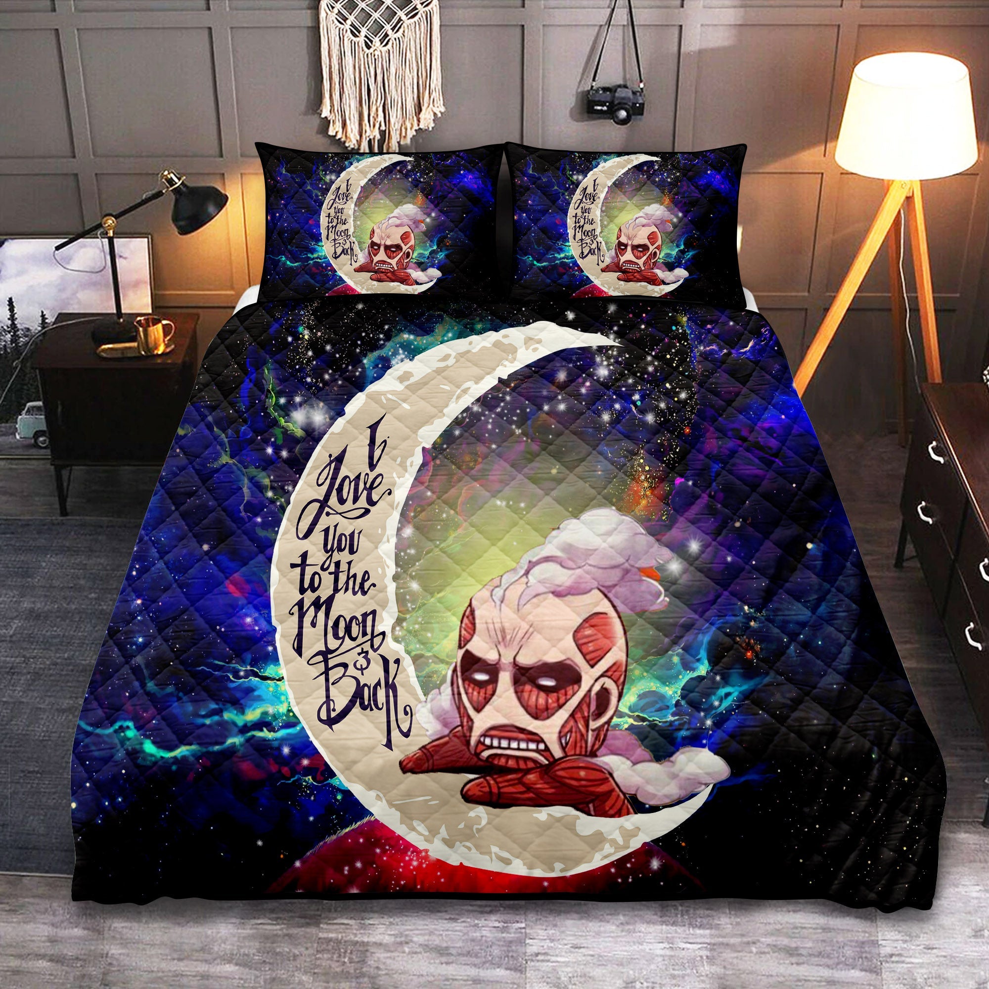 Attack On Titan Love You To The Moon Galaxy Quilt Bed Sets Nearkii