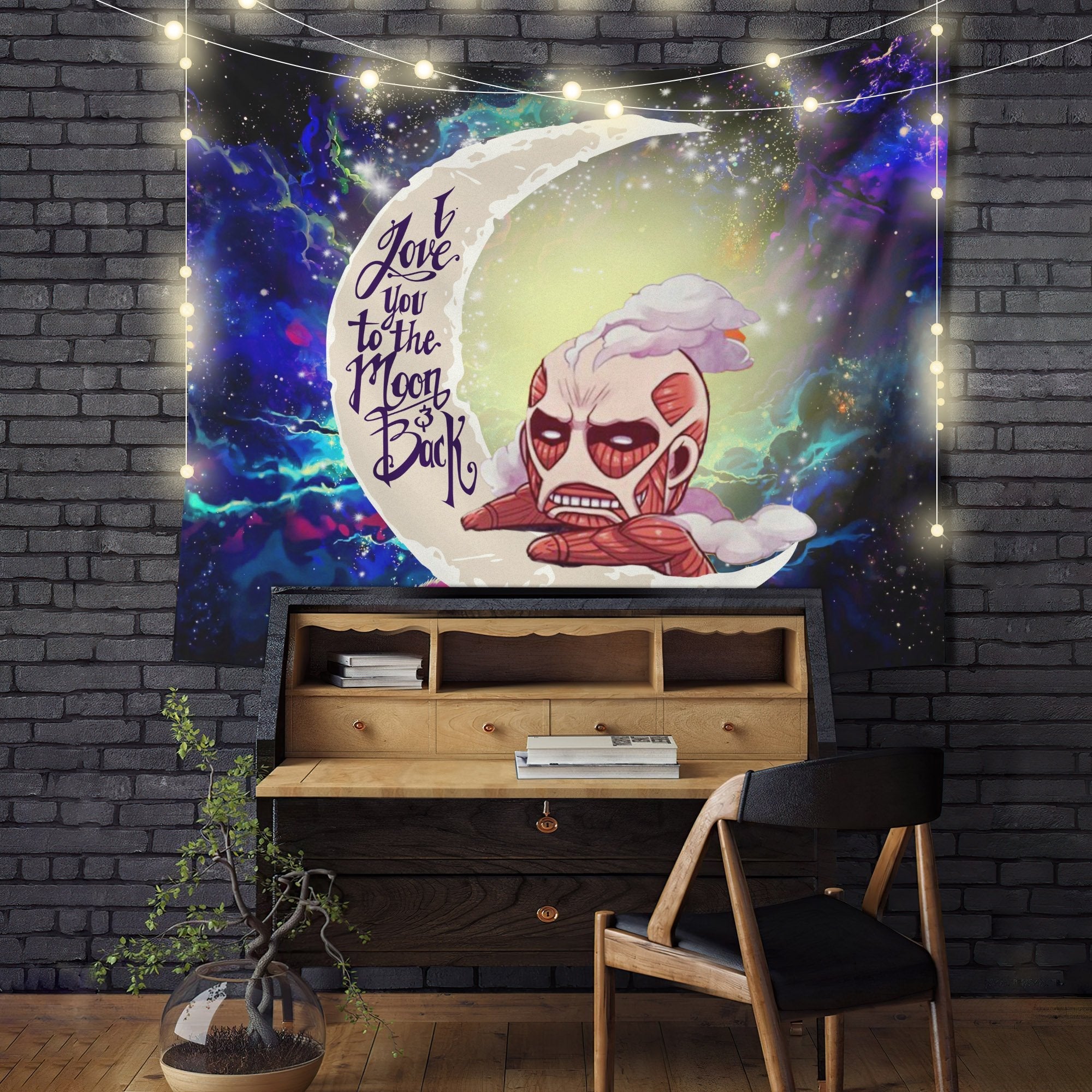 Attack On Titan Moon And Back Galaxy Tapestry Room Decor Nearkii