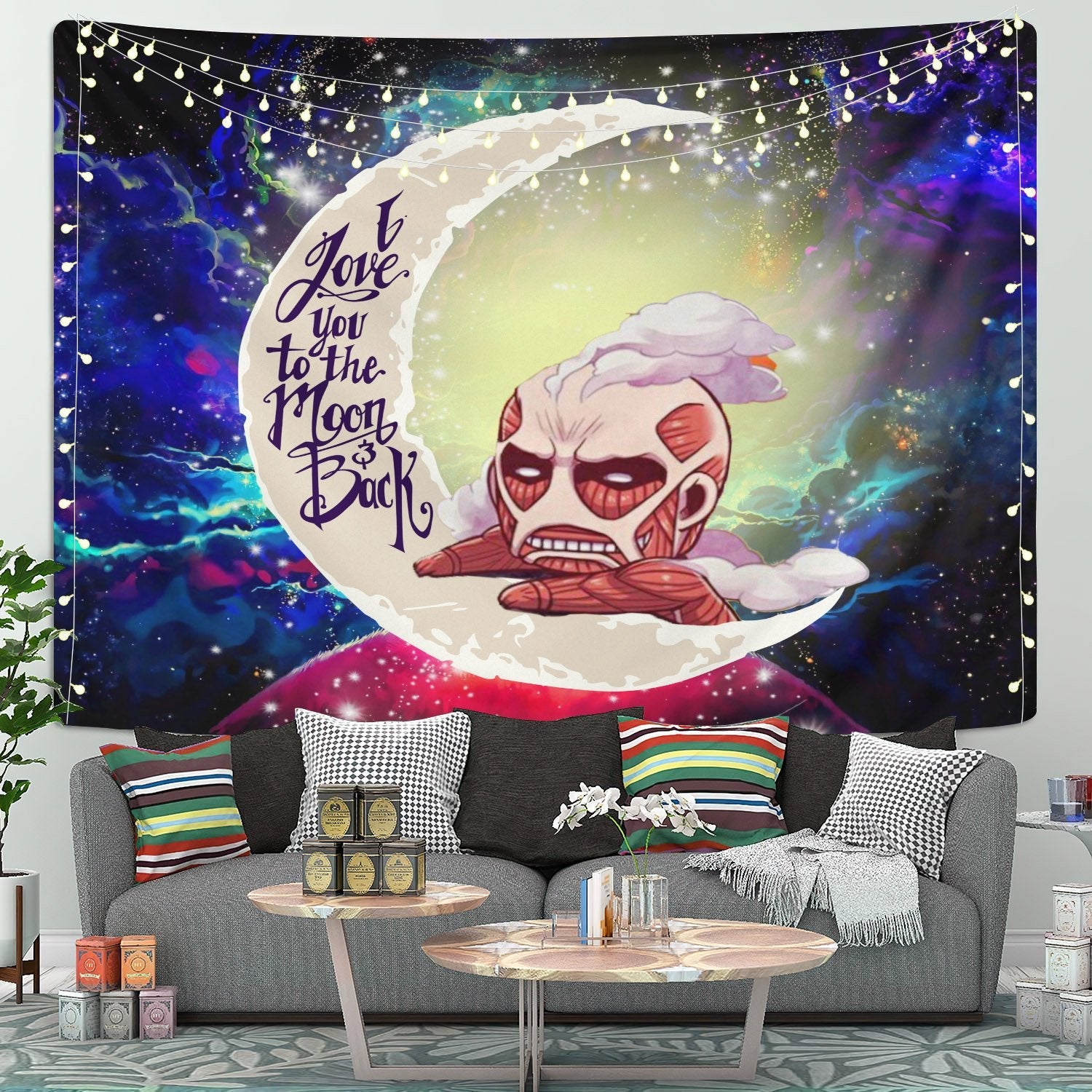 Attack On Titan Moon And Back Galaxy Tapestry Room Decor Nearkii