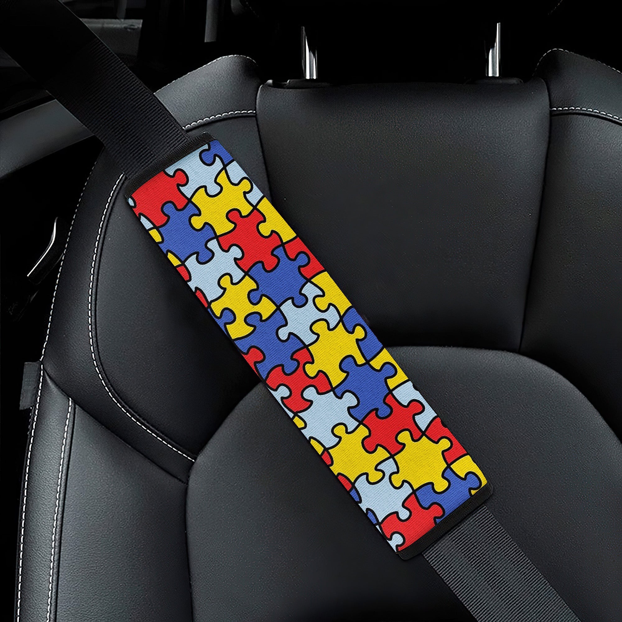 Autism Skin Pattern Premium Custom Car Seat Belt Covers Nearkii