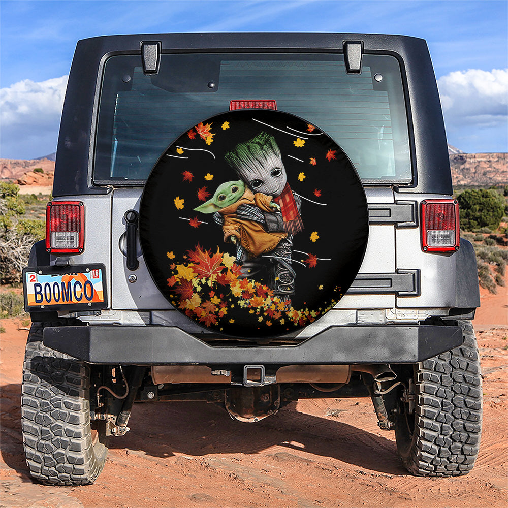 Baby Groot Hold Baby Yoda Autumn Car Spare Tire Covers Gift For Campers Nearkii