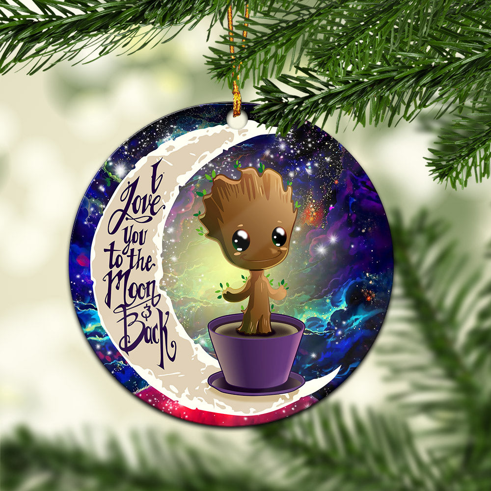 Baby Groot Love You To The Moon Galaxy Mica Circle Ornament Perfect Gift For Holiday Nearkii