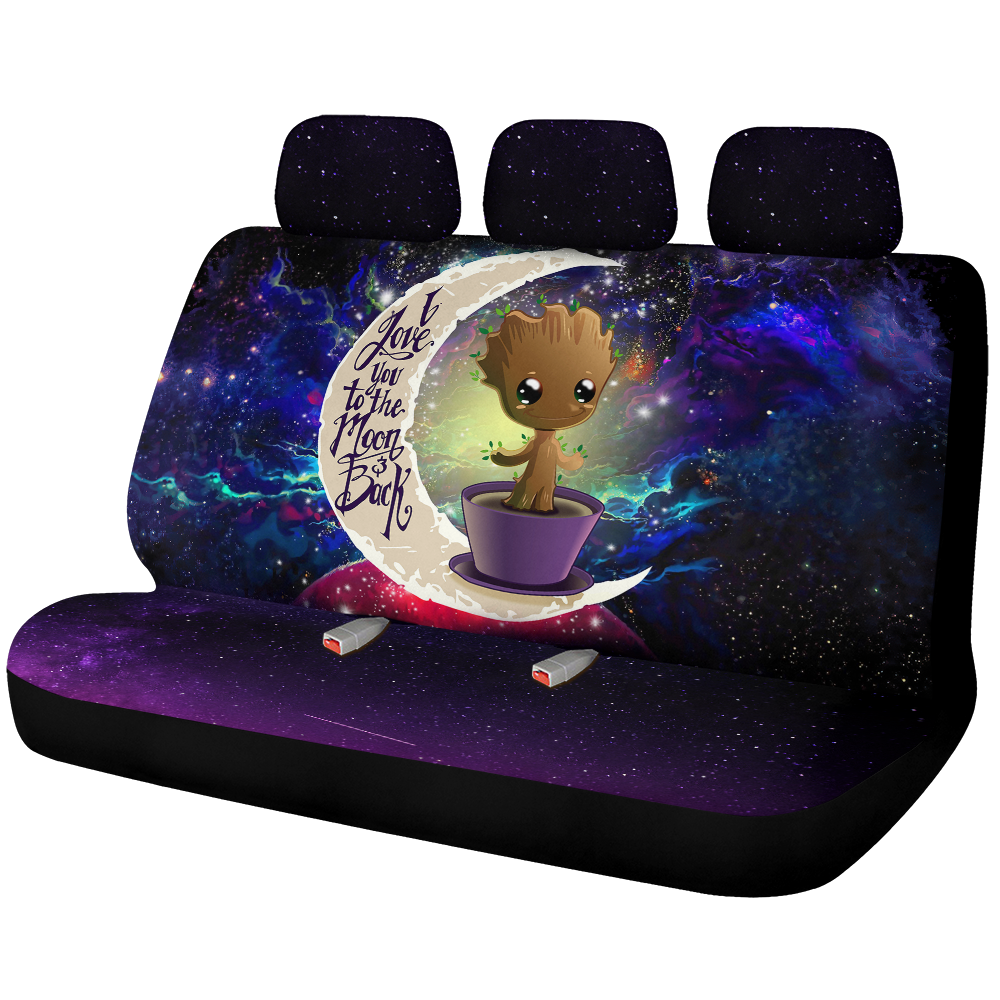 Baby Groot Love You To The Moon Galaxy Premium Custom Car Back Seat Covers Decor Protectors Nearkii