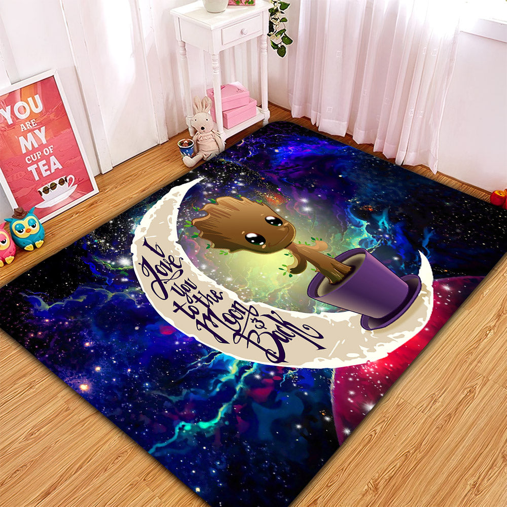 Baby Groot Love You To The Moon Galaxy Carpet Rug Home Room Decor Nearkii