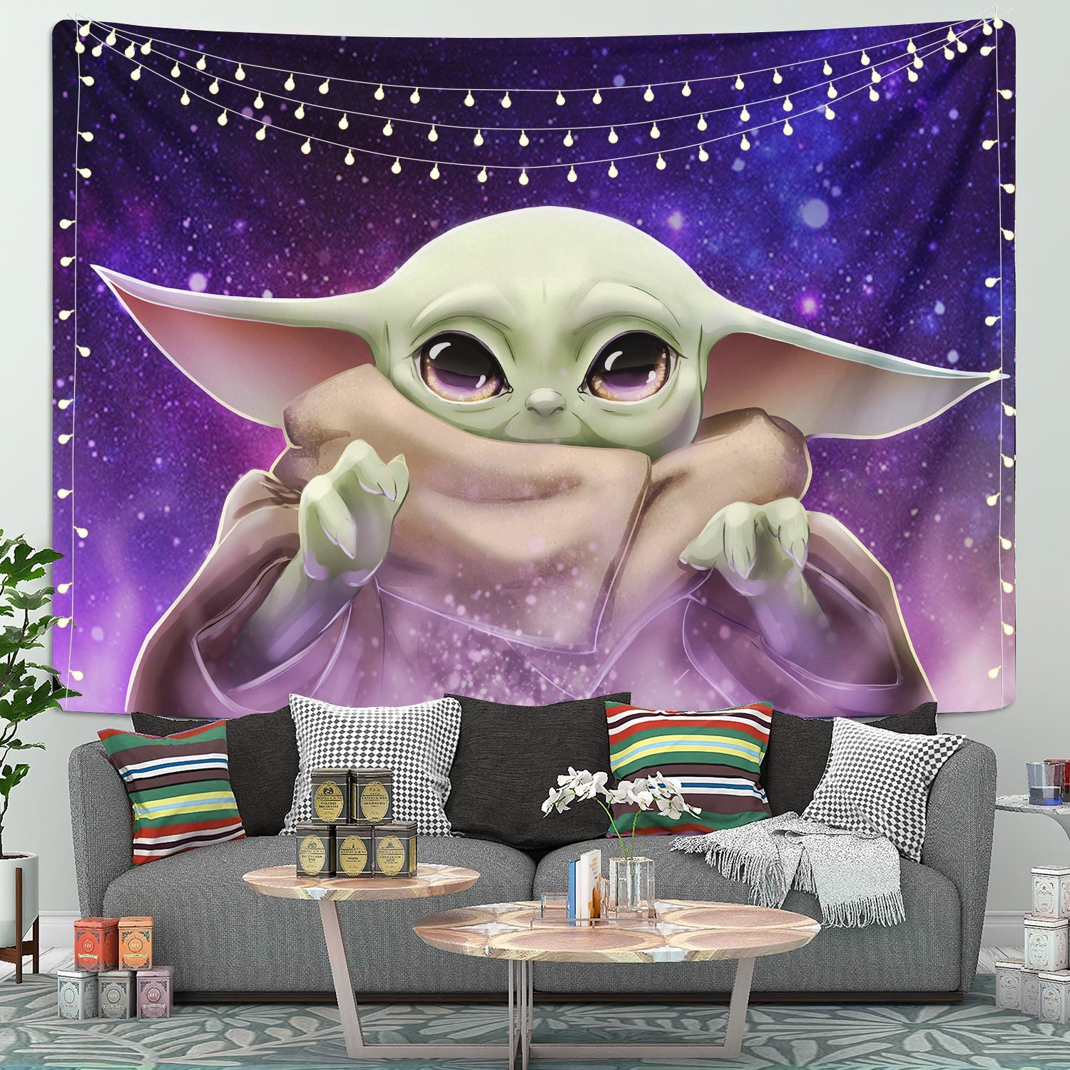 Baby Yoda Galaxy Tapestry Room Decor Nearkii