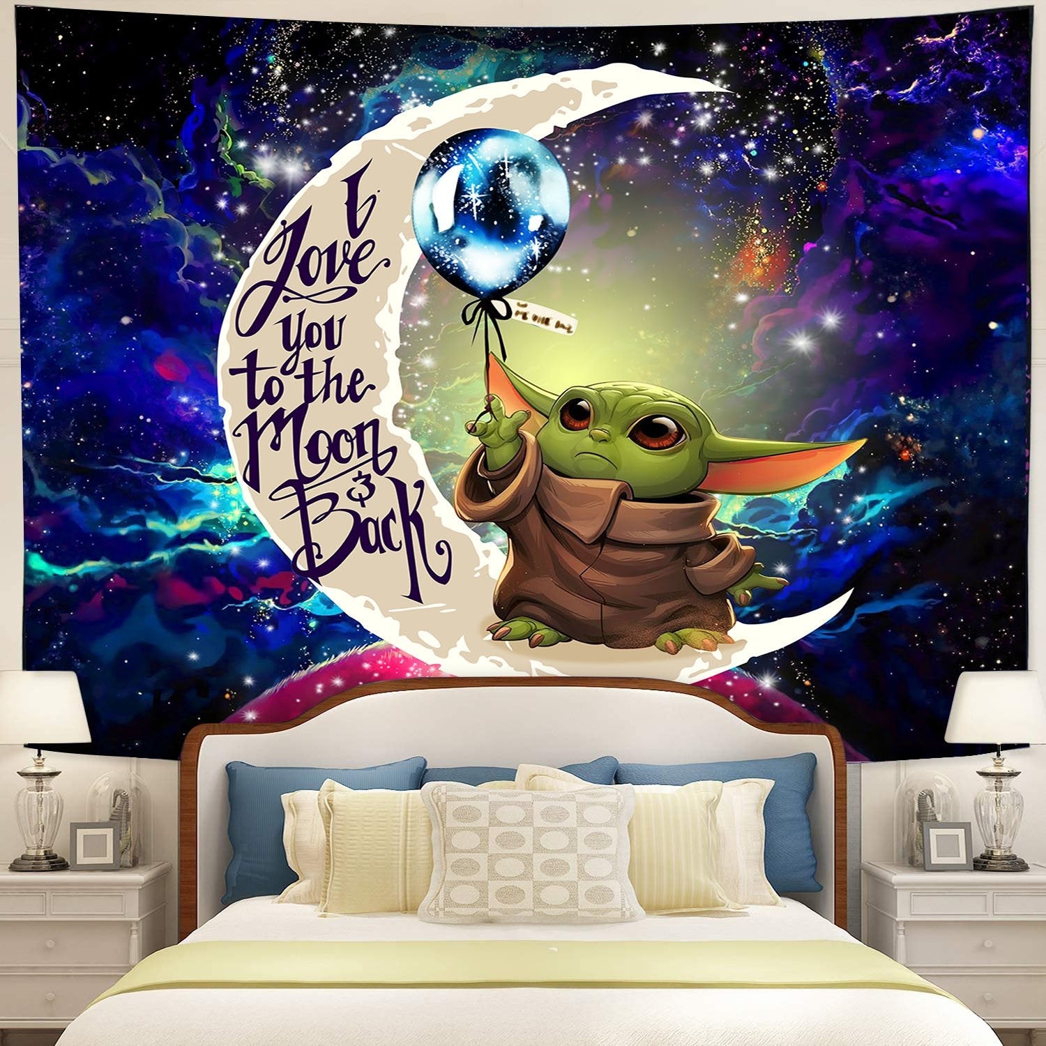 Baby Yoda Moon And Back Tapestry Room Decor Nearkii