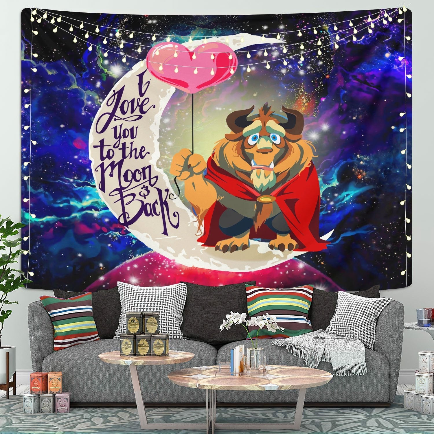 Beauty And The Beast Moon And Back Tapestry Room Decor Nearkii