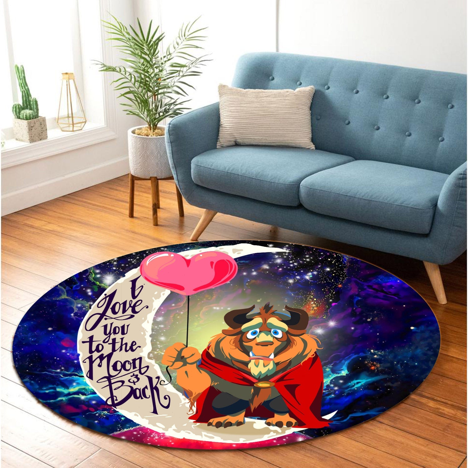 Beauty And The Beast Love You To The Moon Galaxy Round Carpet Rug Bedroom Livingroom Home Decor Nearkii