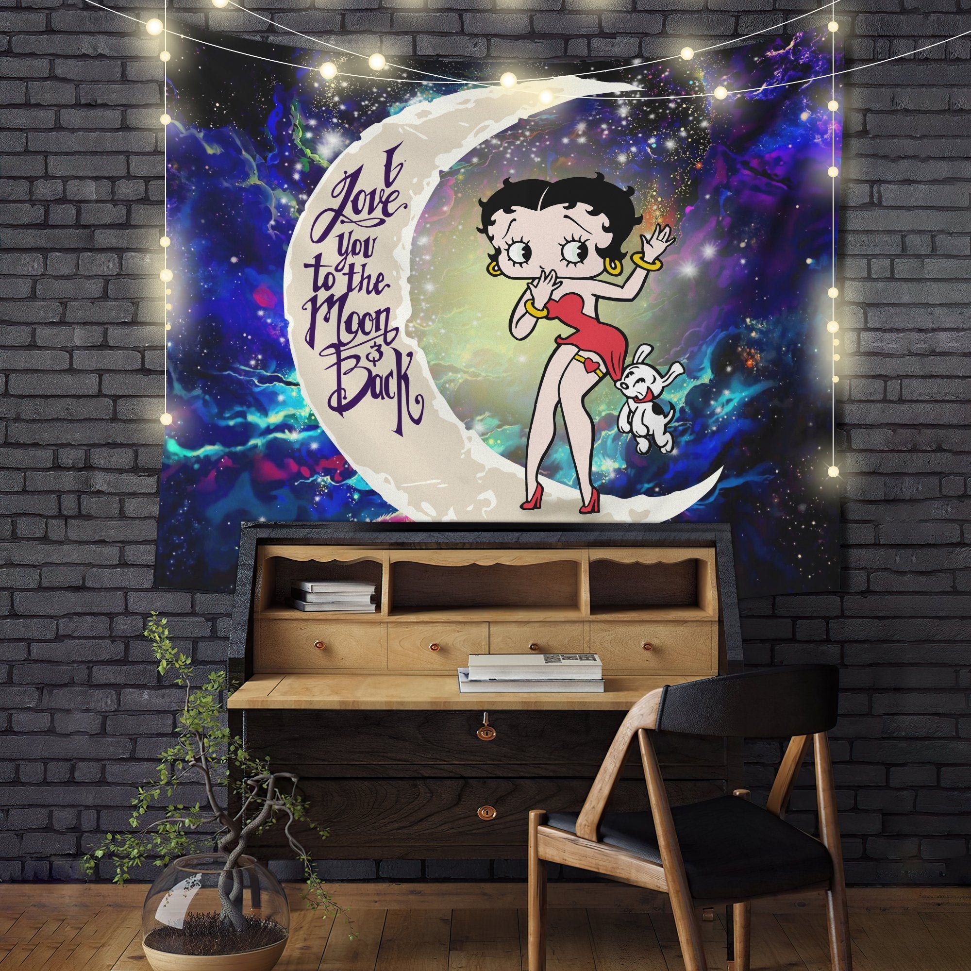 Betty Boop Moon And Back Galaxy Tapestry Room Decor Nearkii