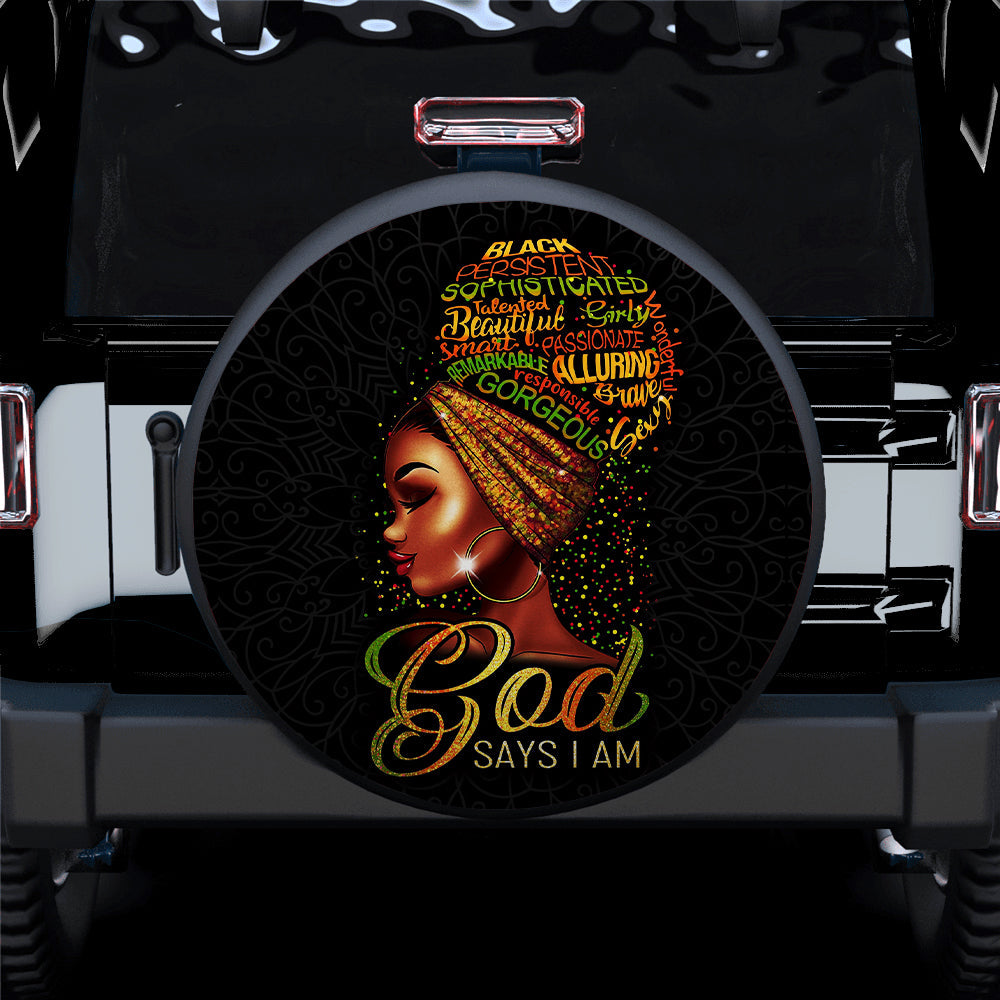 Black Woman God Say I Am Car Spare Tire Covers Gift For Campers Nearkii