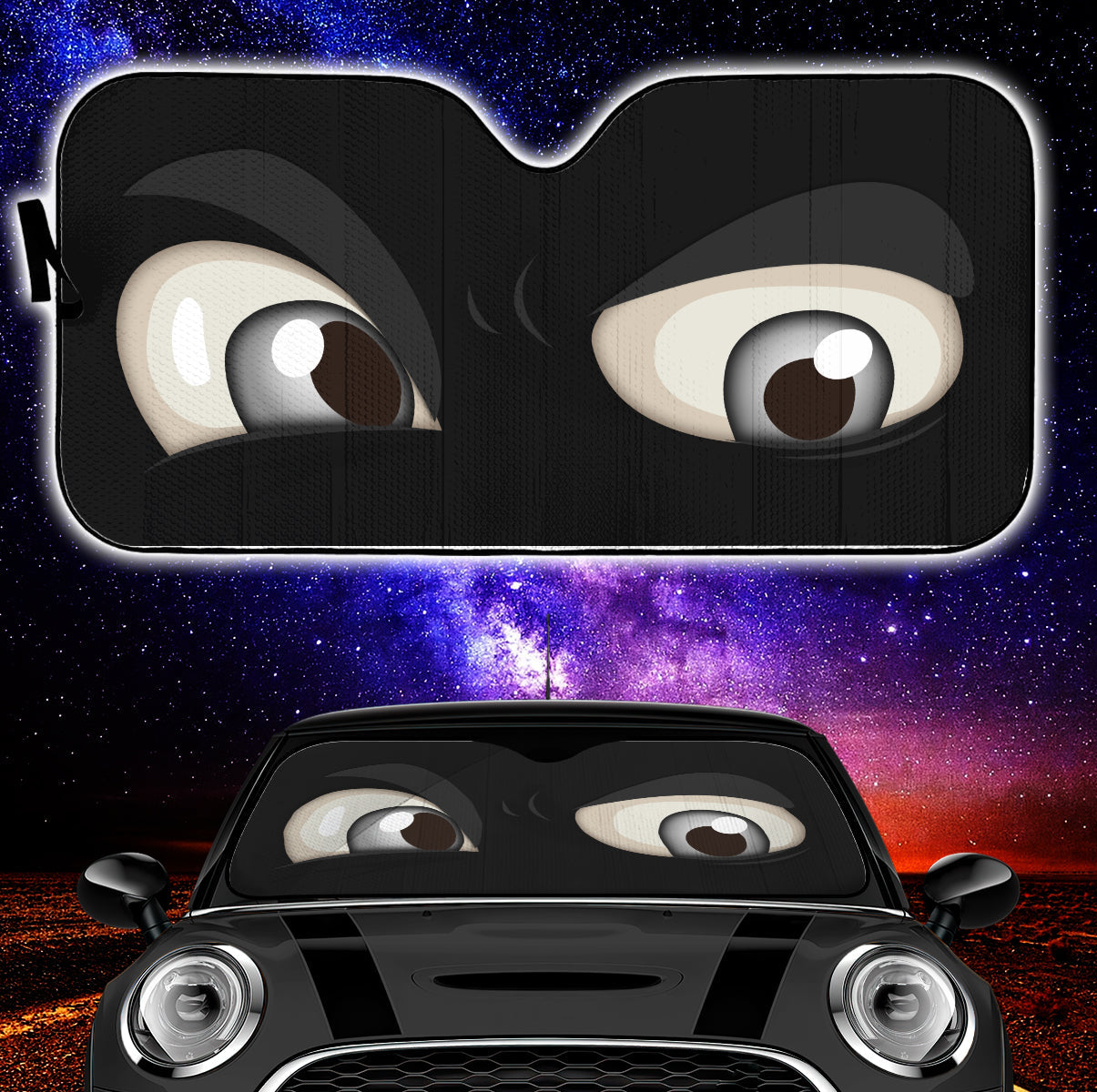 Black Challenging Cartoon Eyes Car Auto Sun Shades Windshield Accessories Decor Gift Nearkii