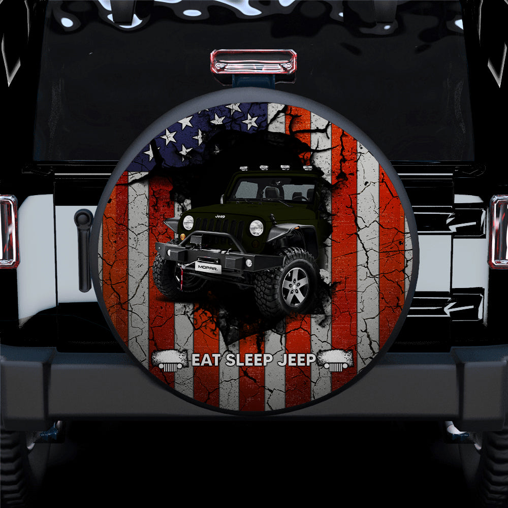 Black Jeep American Flag Car Spare Tire Covers Gift For Campers Nearkii