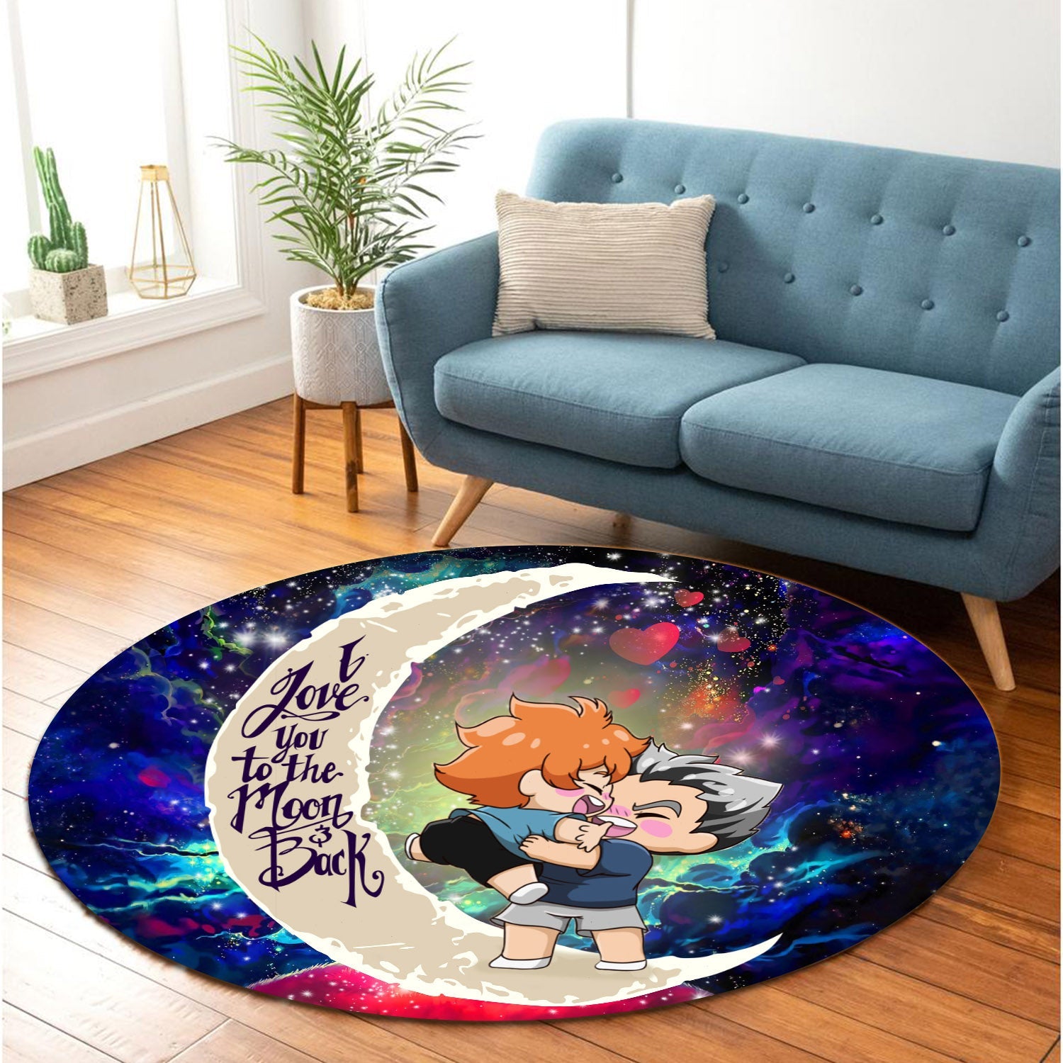 Bokuhina Love You To The Moon Galaxy Round Carpet Rug Bedroom Livingroom Home Decor Nearkii