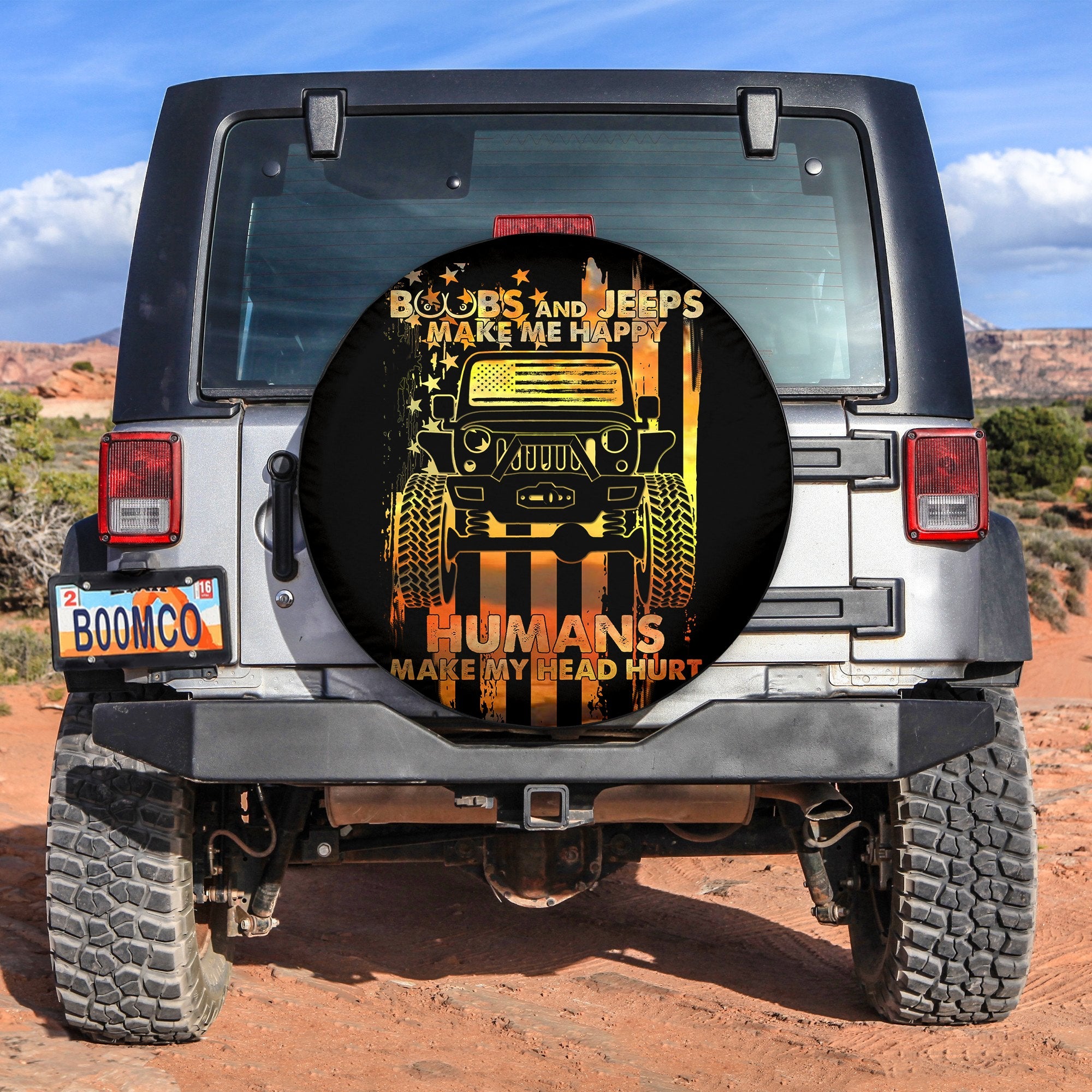 Boobs And Jeeps Make Me Happy Humans Make My Head Hurt Car Spare Tire Cover Gift For Campers Nearkii