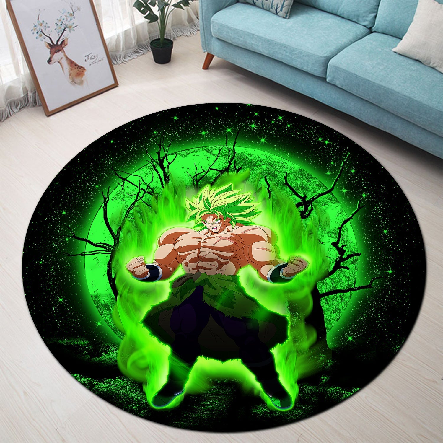 Broly Moonlight Dragon Ball Round Carpet Rug Bedroom Livingroom Home Decor Nearkii