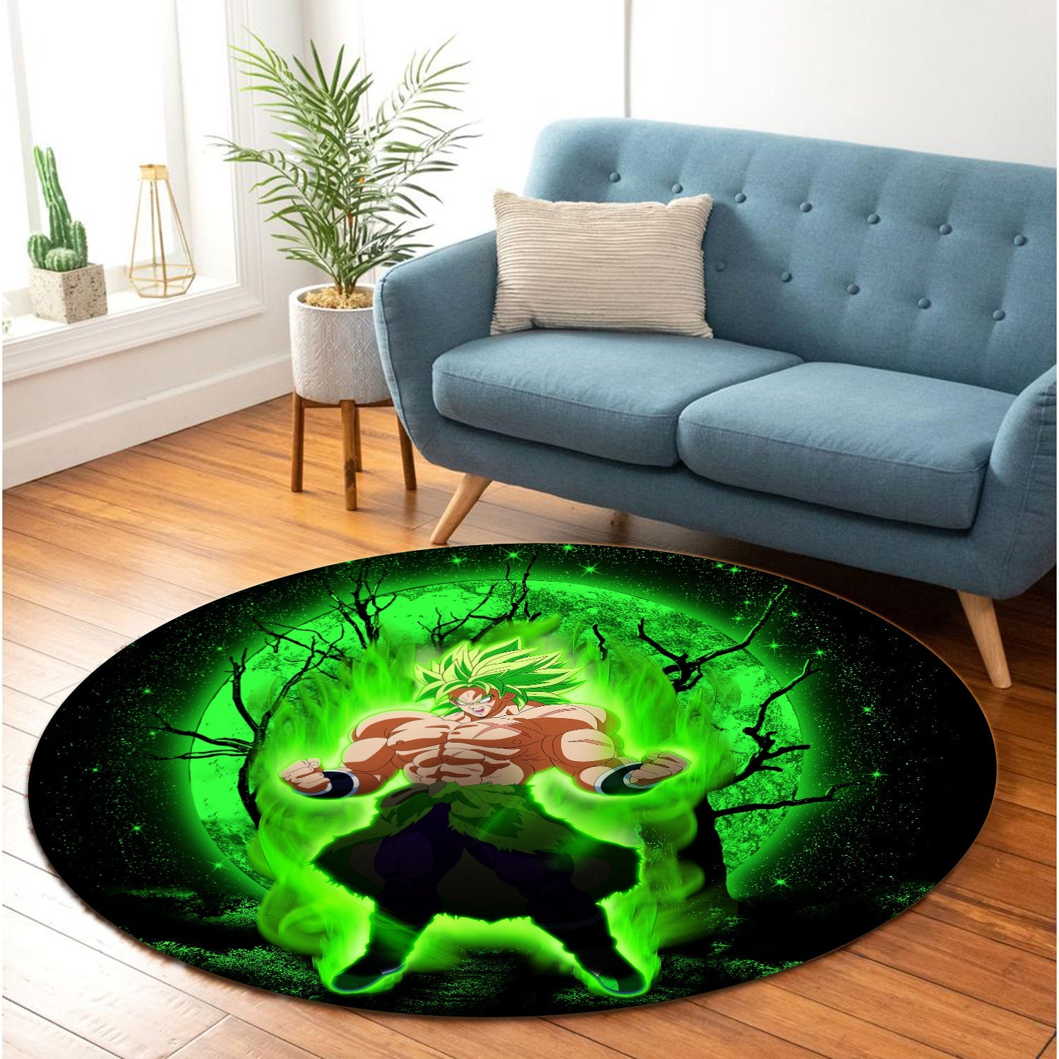 Broly Moonlight Dragon Ball Round Carpet Rug Bedroom Livingroom Home Decor Nearkii