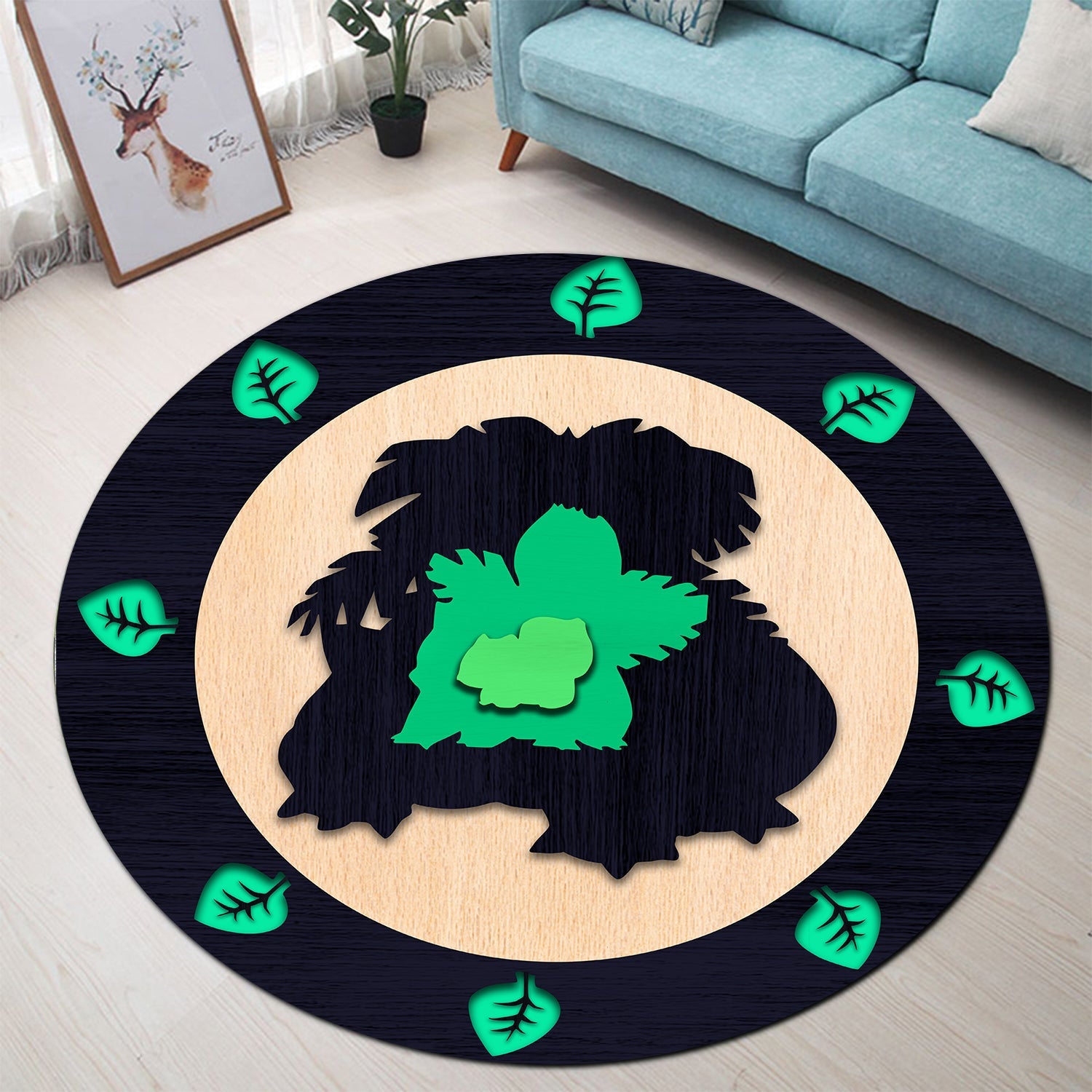 Bulbasaur Evolution Pokemon Round Carpet Rug Bedroom Livingroom Home Decor Nearkii