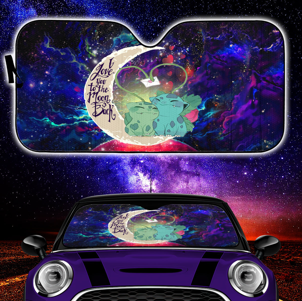 Bulbasaur Couple Pokemon Love You To The Moon Galaxy Car Auto Sunshades Nearkii