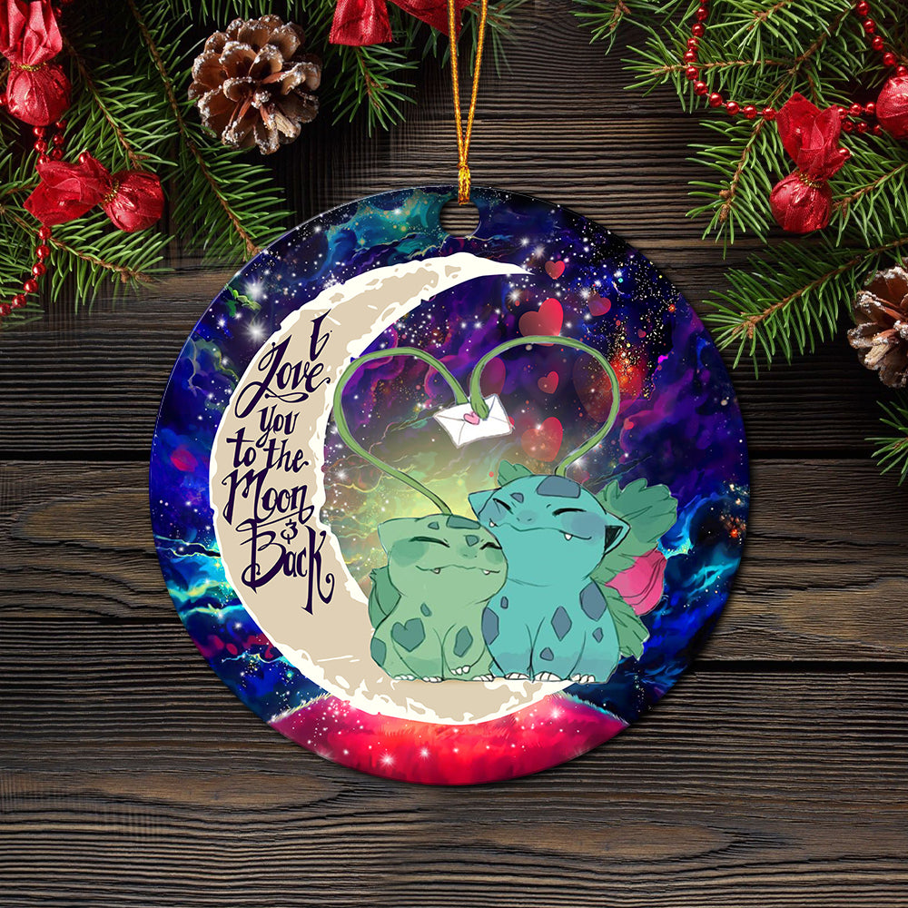 Bulbasaur Couple Pokemon Love You To The Moon Galaxy Mica Circle Ornament Perfect Gift For Holiday Nearkii