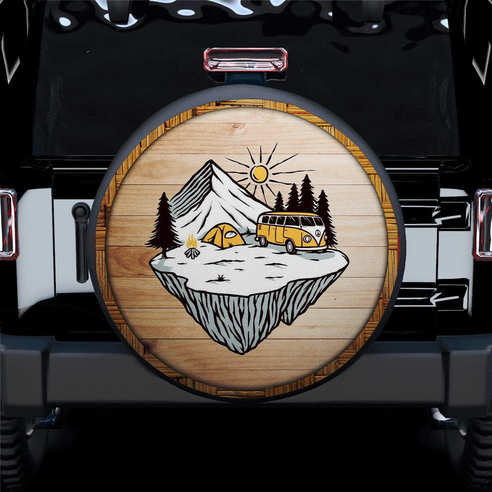 Camping Art Hippie Mountain Car Spare Tire Cover Gift For Campers Nearkii